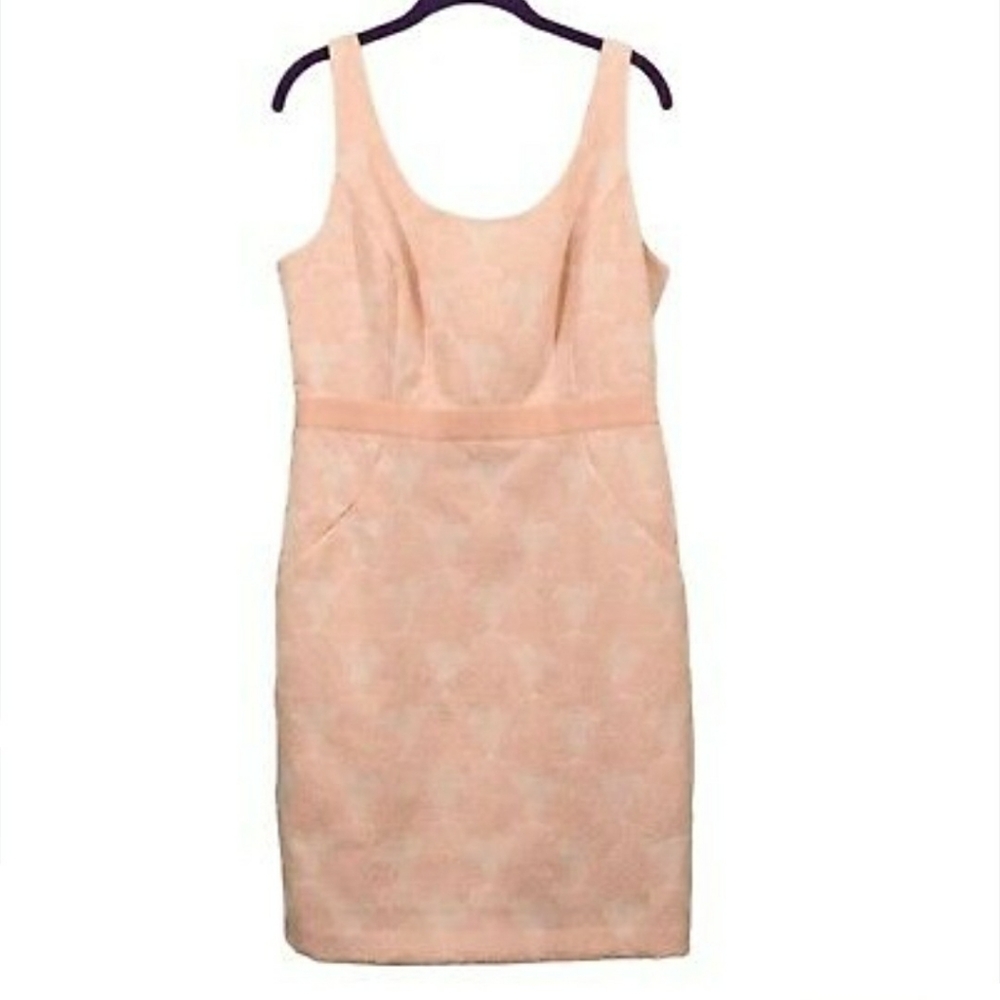 Worthington Light Pink Peach Jacquard Floral Dress Barbiecore Rose Size 14